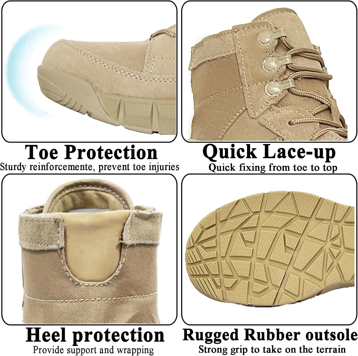 6 Inch Lightweight Mens Tactical Shoes Combat Boots Coyote Boots Military Training Lace Up Outdoor Hiking Breathable Army Shoe