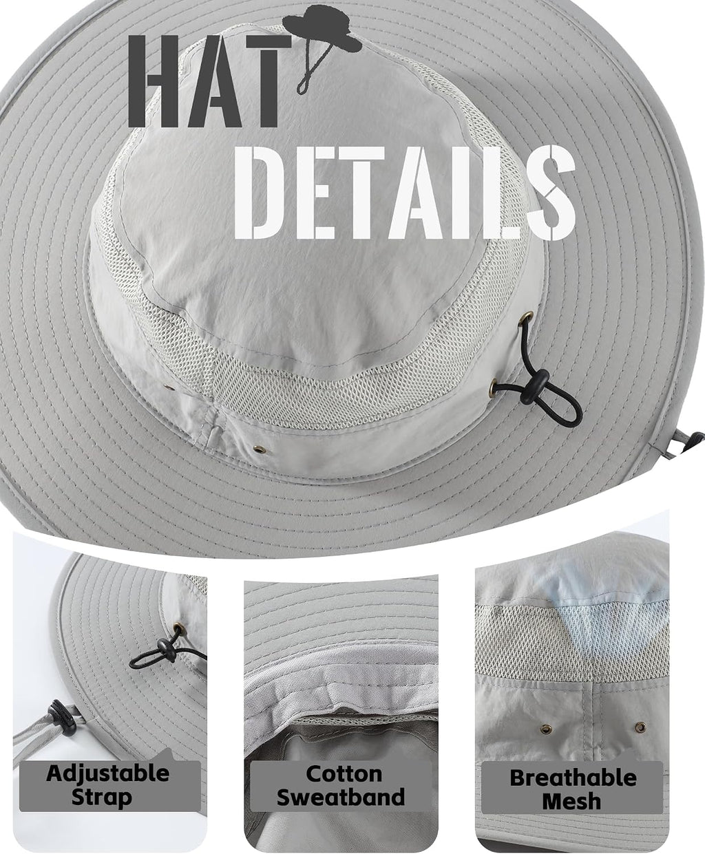 Home Prefer UPF 50+ Men's Sun Hat Wide Brim Bucket Hat UV Protection Hat for Mens Womens Beach Safari Gardening Golf Fishing