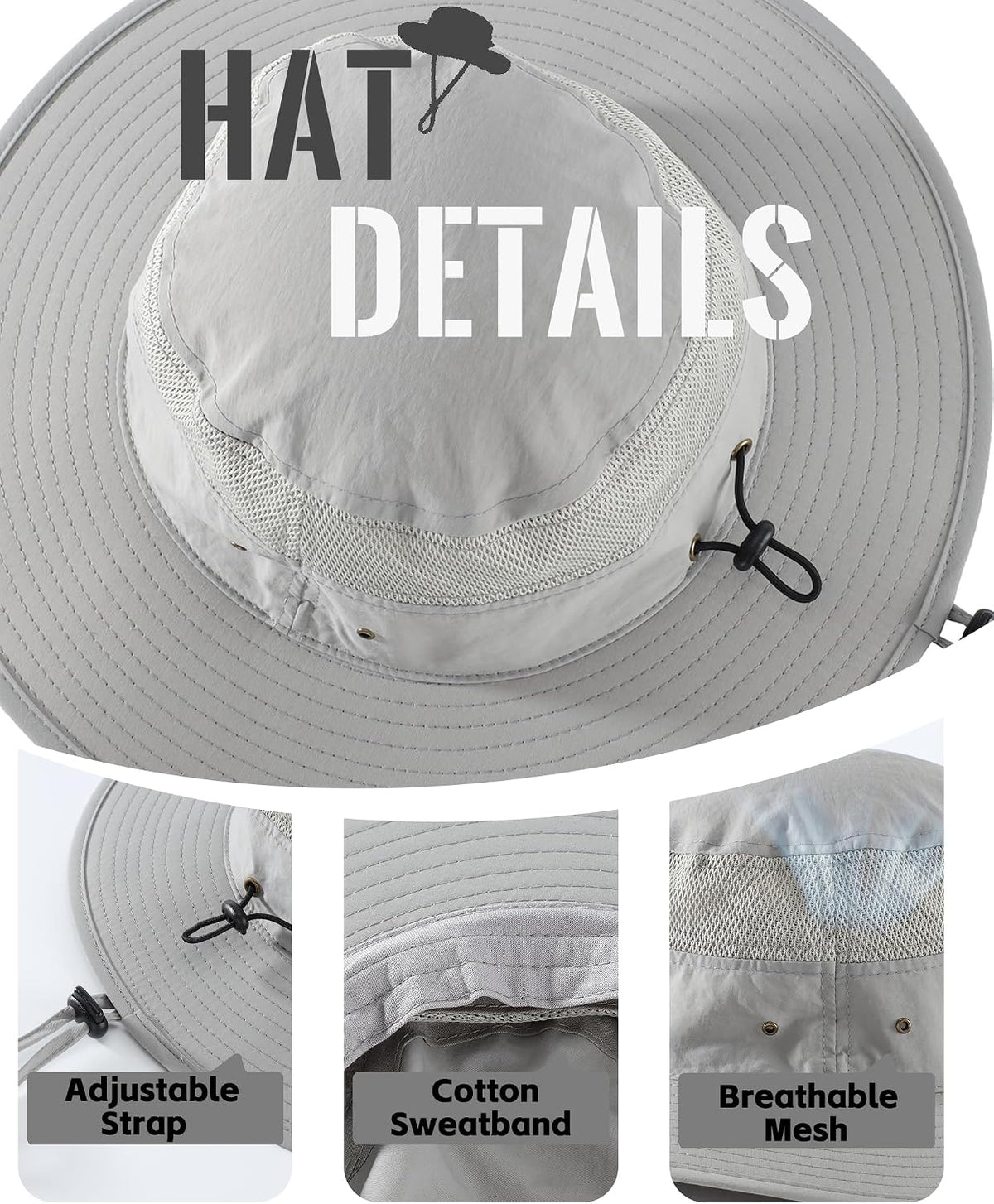 Home Prefer UPF 50+ Men's Sun Hat Wide Brim Bucket Hat UV Protection Hat for Mens Womens Beach Safari Gardening Golf Fishing