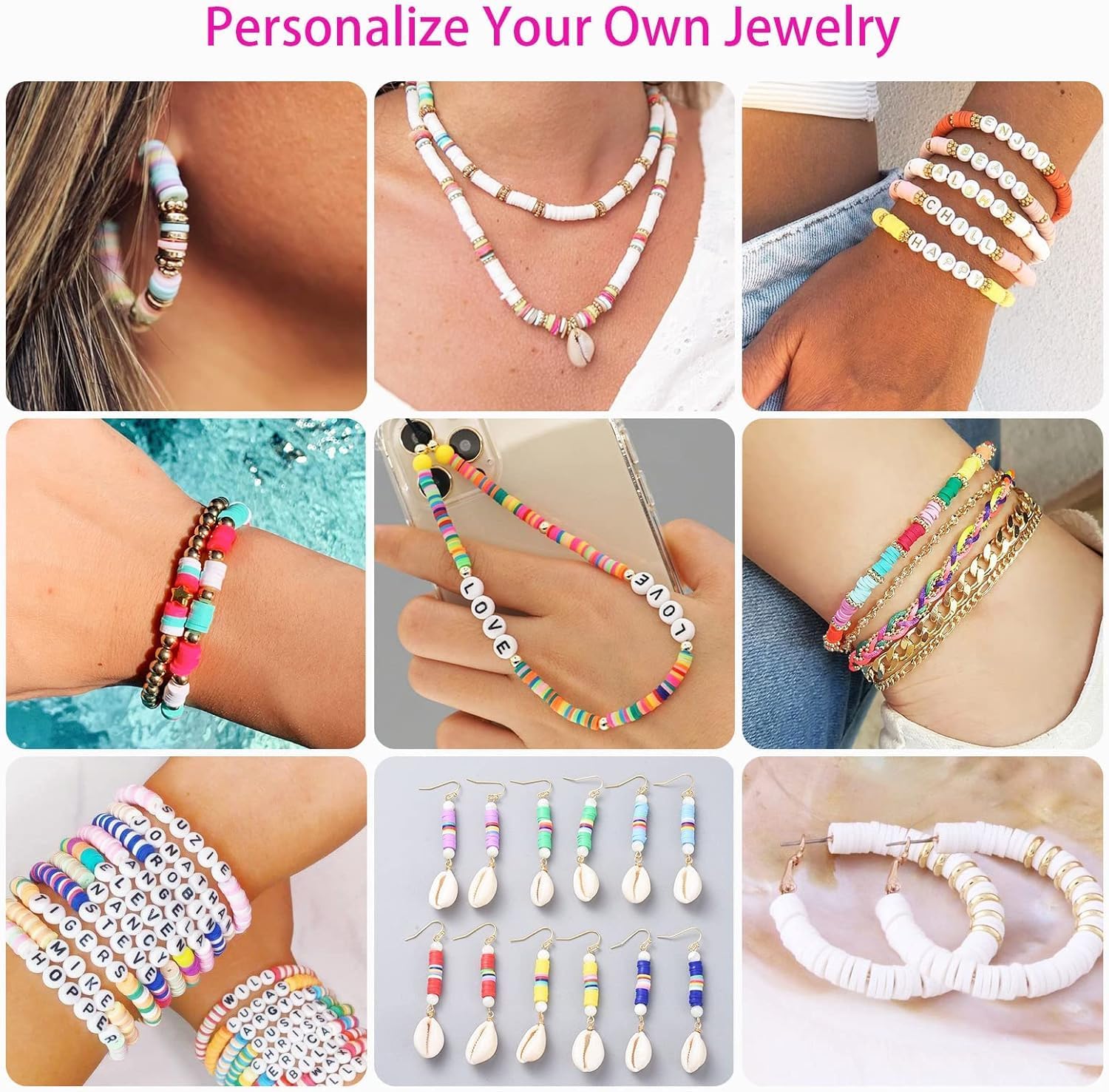 Friendship Bracelet Kit, 14,000pcs 48 Colors Bracelet Making Kit Clay Beads with Number Letter Bead Set Concert Merch Arts and Crafts Gifts for Kids Teen Girls Jewelry Making Supplies Bracelet Maker