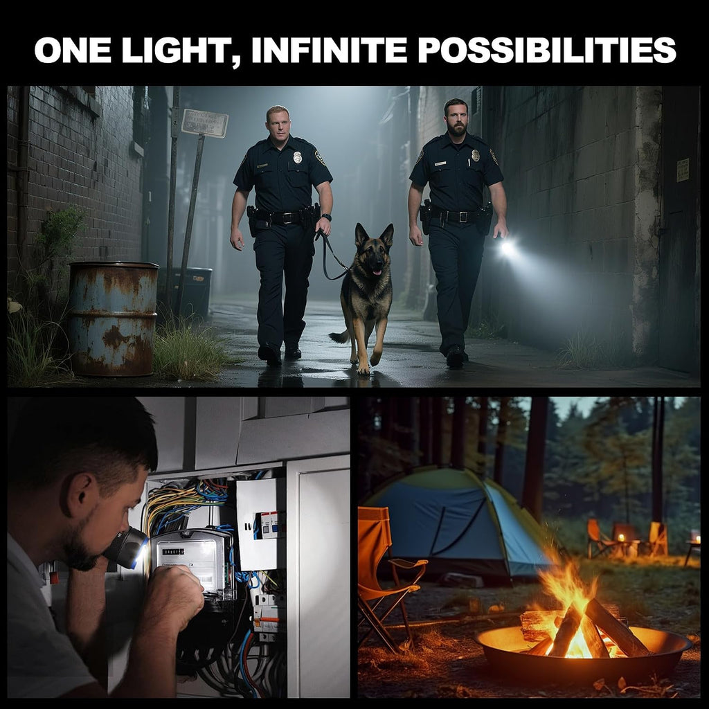 HAUTMEC Rechargeable Flashlights 12000 High Lumens Flashlight, 5 Light Modes Bright Flashlight, 2X Zoom, IP67 Waterproof & Impact-Resistant, and Power Bank, for Emergencies, Hunting, Camping, Hiking