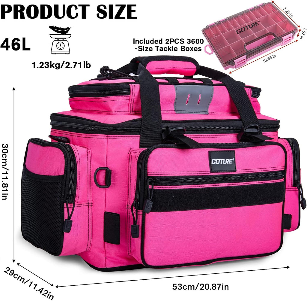 Goture Fishing Tackle Bag with 2PCS 3600 Tackle Boxes
