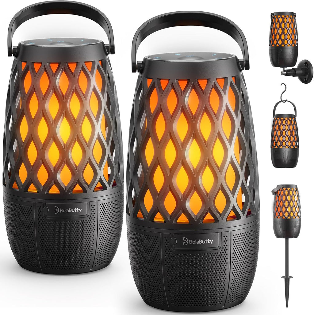 Outdoor Speakers with Ligths Gifts for Men Multi-Sync up to 100 Speakers | IPX5 Waterproof, HD Stereo Sound, Auto-Pairing, House Warming Gifts, Lanterns for Camp|Patio|Pool|Yard, Cool Stuff