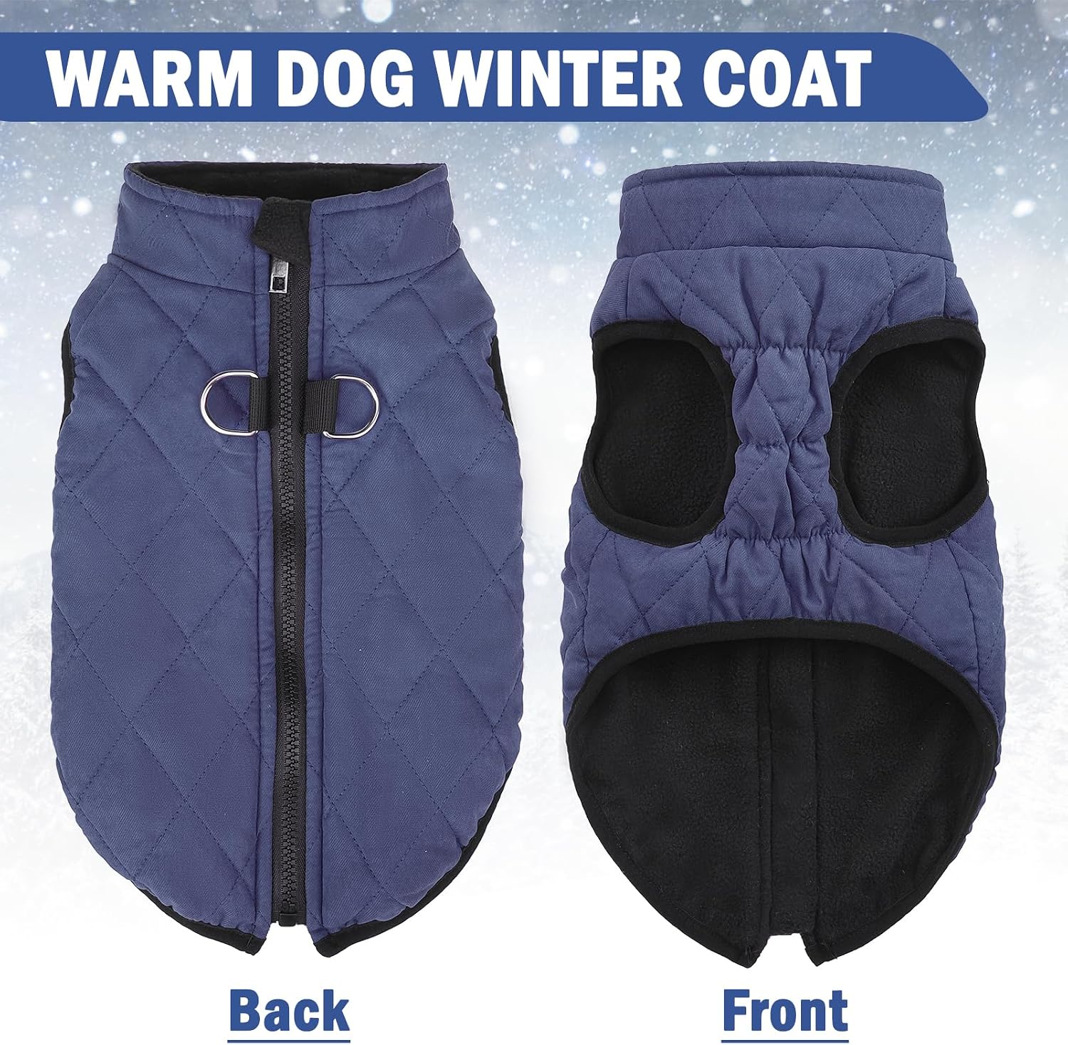 SCENEREAL Winter Dog Vest Coat with Built-in Harness