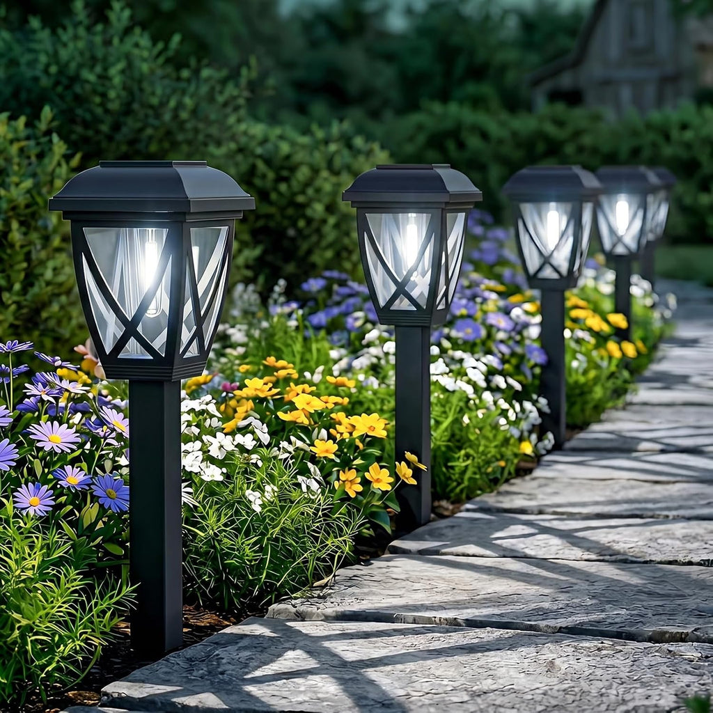 Greluna Solar Pathway Lights Outdoor 10 Pack, Cool White 6000K Solar Lights
