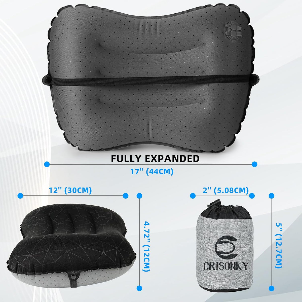 Crisonky Camping Pillow,Ultralight Inflatable Travel Pillow for Backpacking