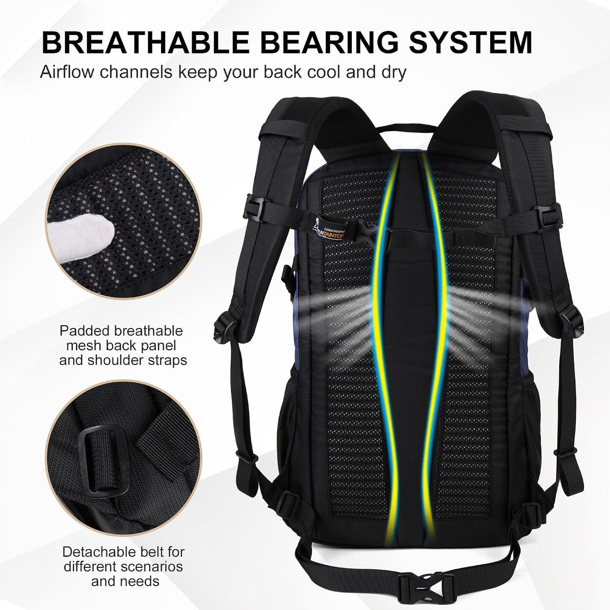 MOUNTAINTOP 25/30L Lightweight Hiking Backpack, Outdoor Daypack