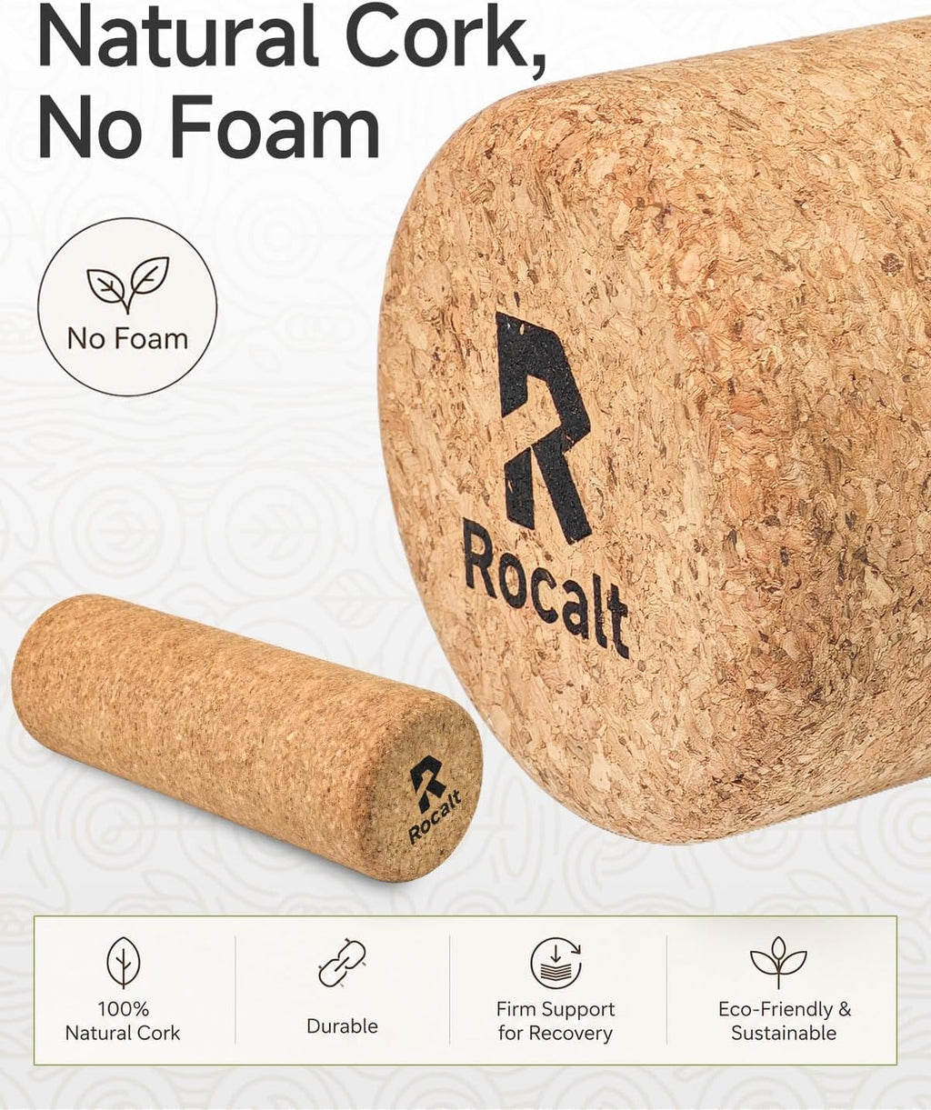 Rocalt Cork Roller, Firm Foam Roller Alternative for Massage, 12 x 4 in