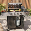 Aoxun 4-Burner 49000 BTU Propane Grill with Side Burner, Black