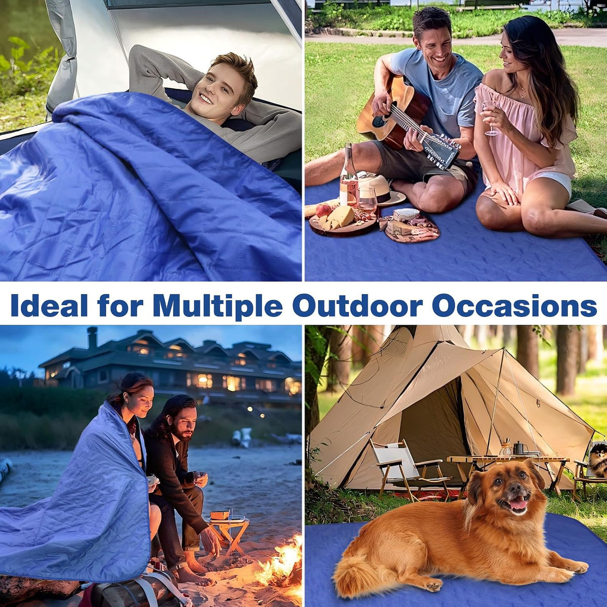 Outdoor Waterproof Camping Blanket, Foldable Fleece Stadium Blanket for Outdoor Sports Event, Camping, Picnics
