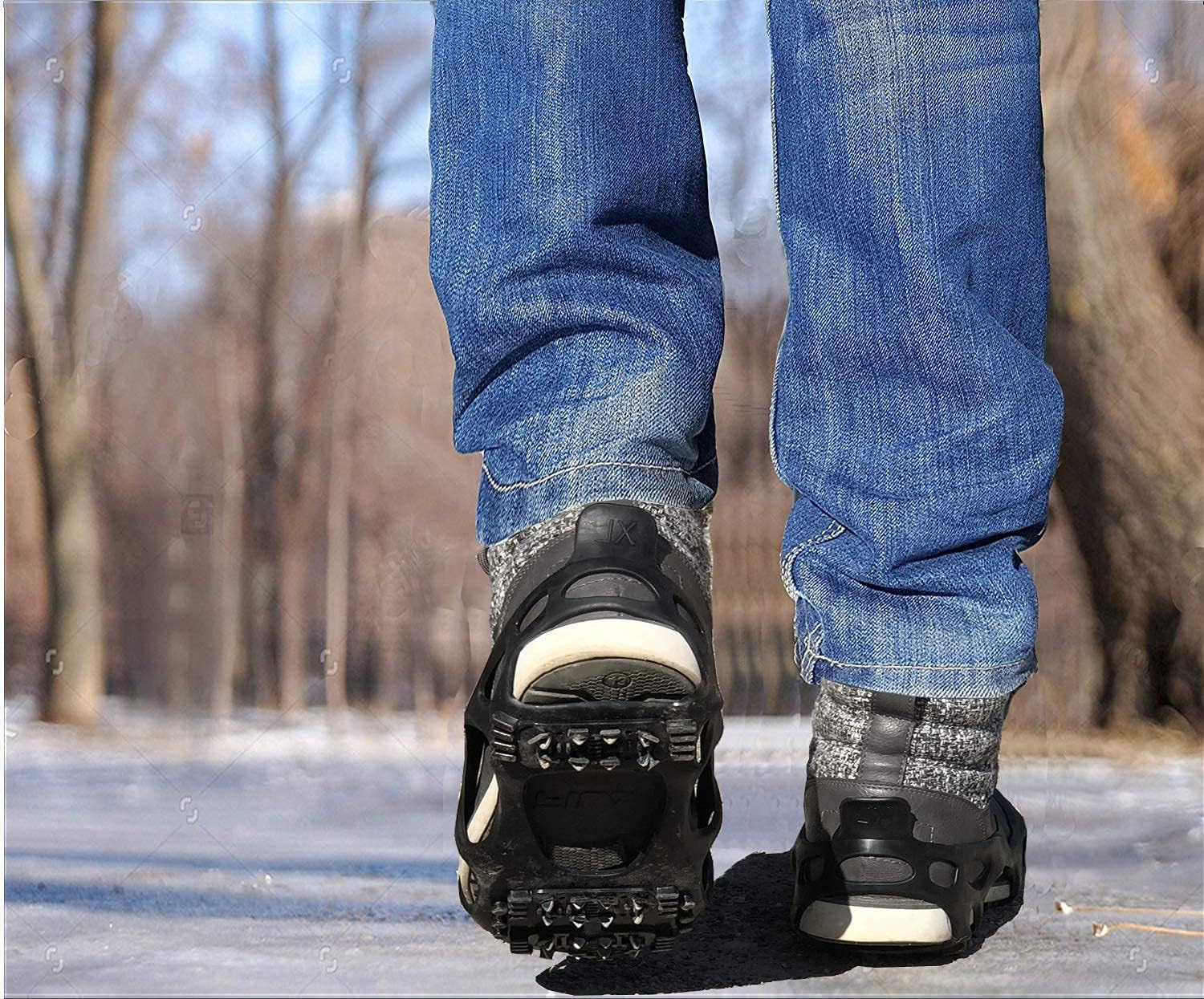 Limm Ice Snow Traction Cleats - Lightweight Crampon Cleats for Walking on Snow & Ice - Anti Slip Grippers Fasten Quickly & Easily Over Footwear - Protable Grips for Shoes and Boots