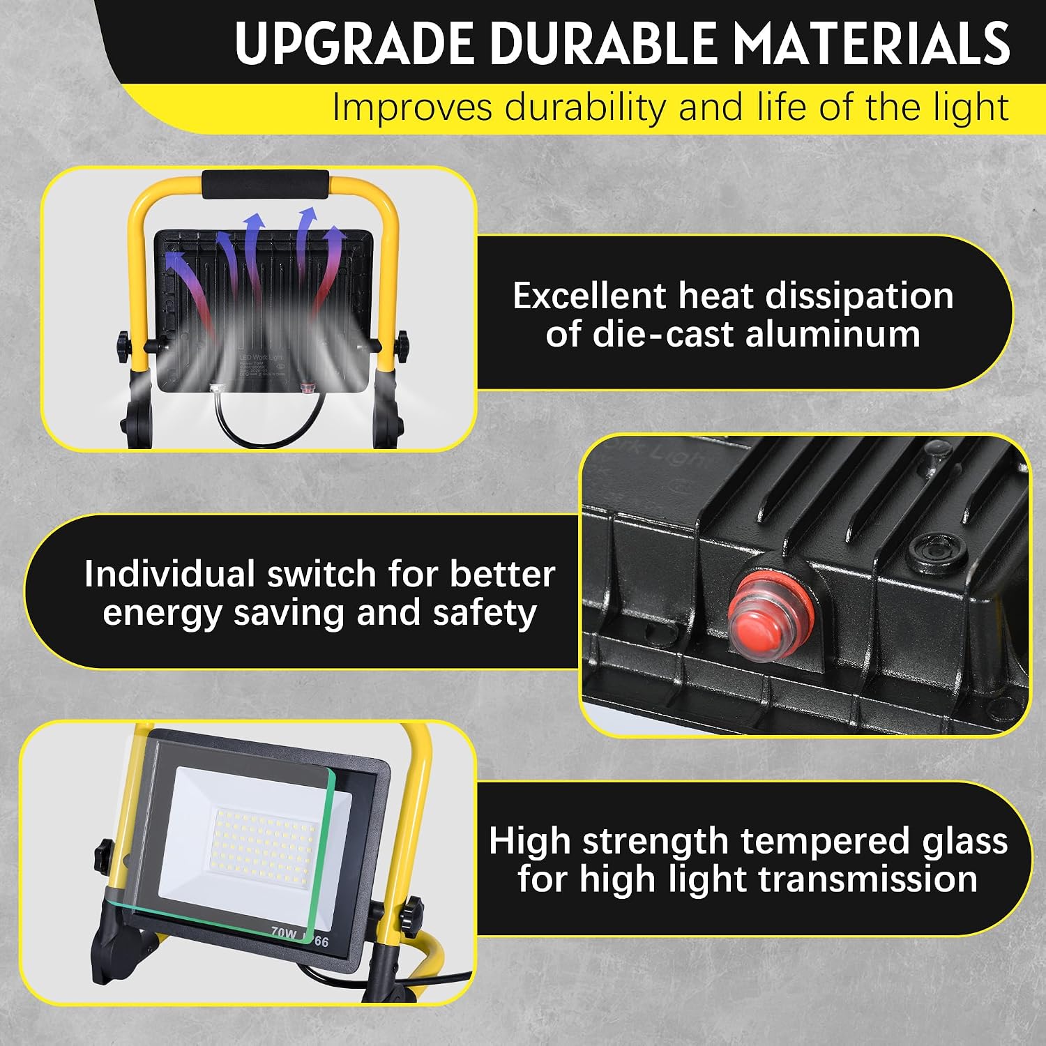 10000LM Portable LED Work Light, IP66 Waterproof for Garage