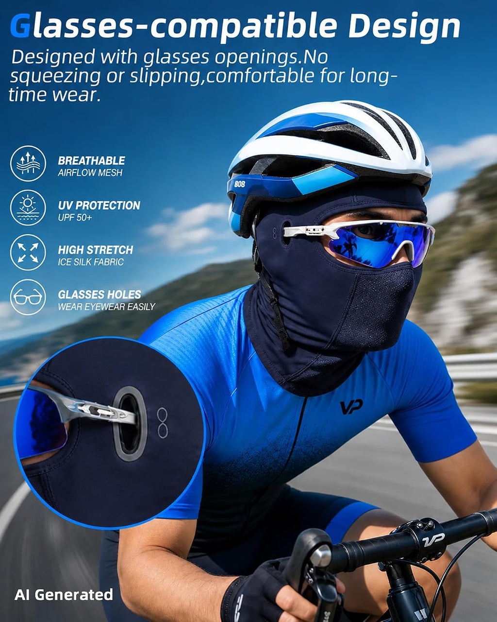 3 Pieces Unisex Ice Silk Mesh Balaclava Ski Mask, Full Cycling Face Cover