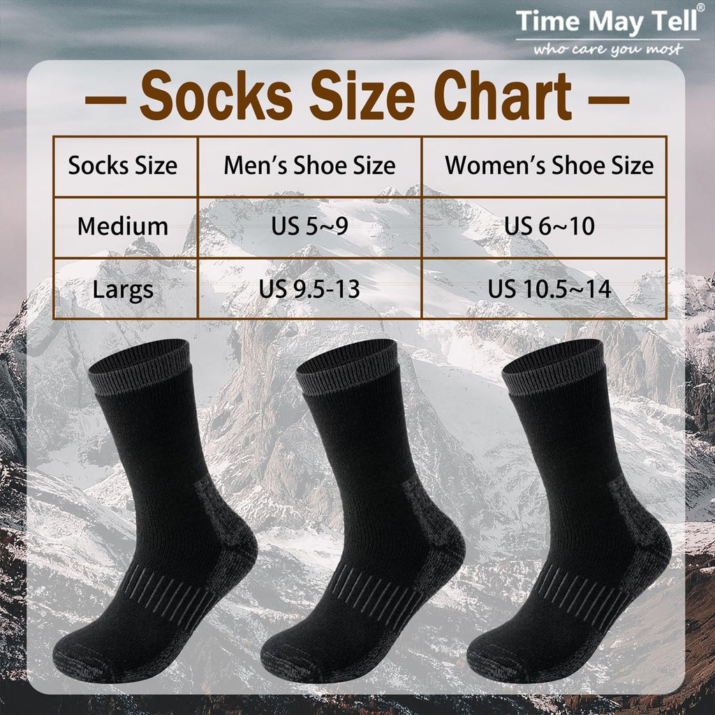 Time May Tell Merino Wool Hiking Boot Socks Cushioned Warm Outdoor Socks