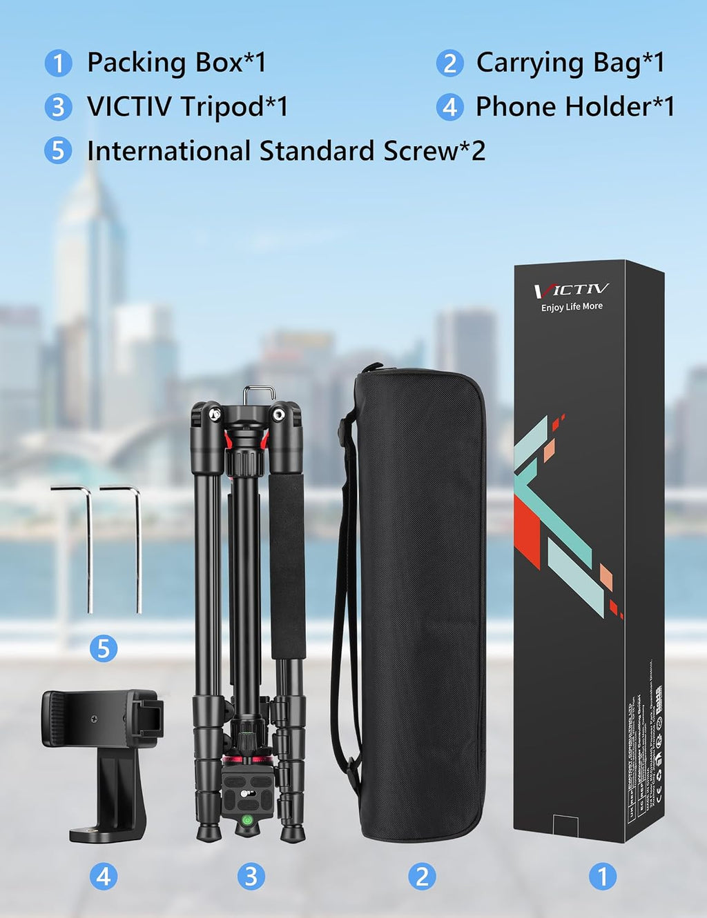 78" Porfessional Tripod for Camera & Phone, Victiv Aluminum Tripod Monopod