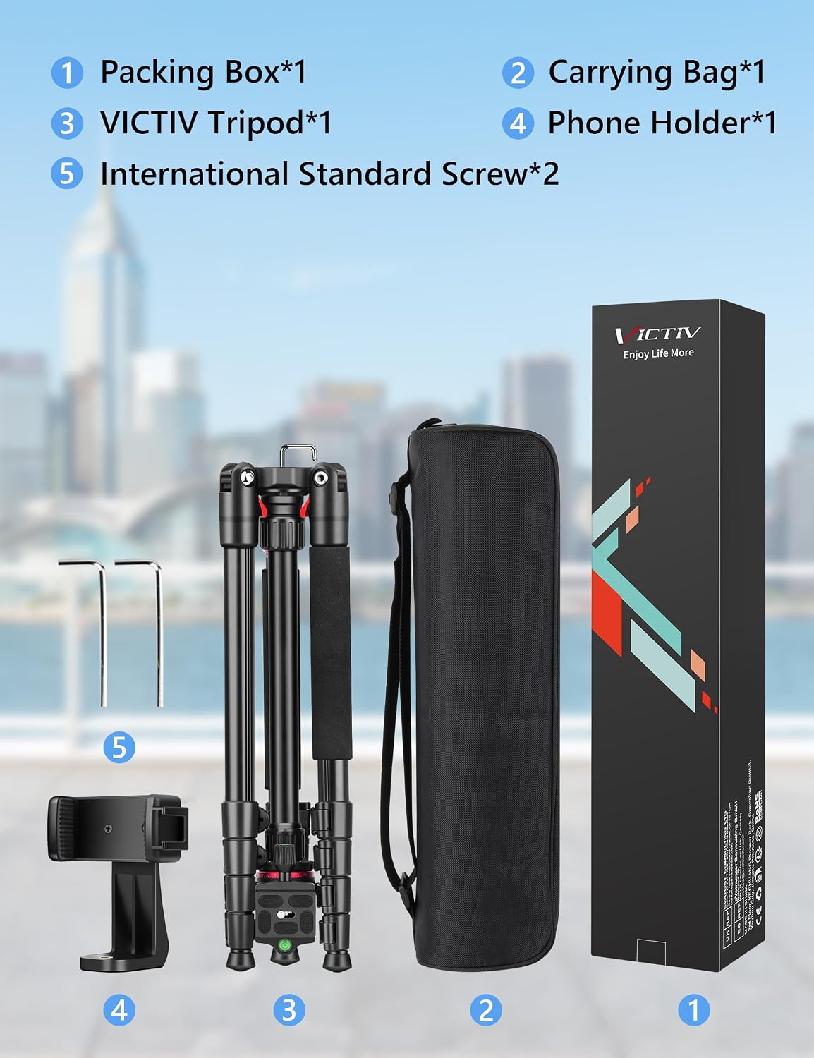 78" Porfessional Tripod for Camera & Phone, Victiv Aluminum Tripod Monopod
