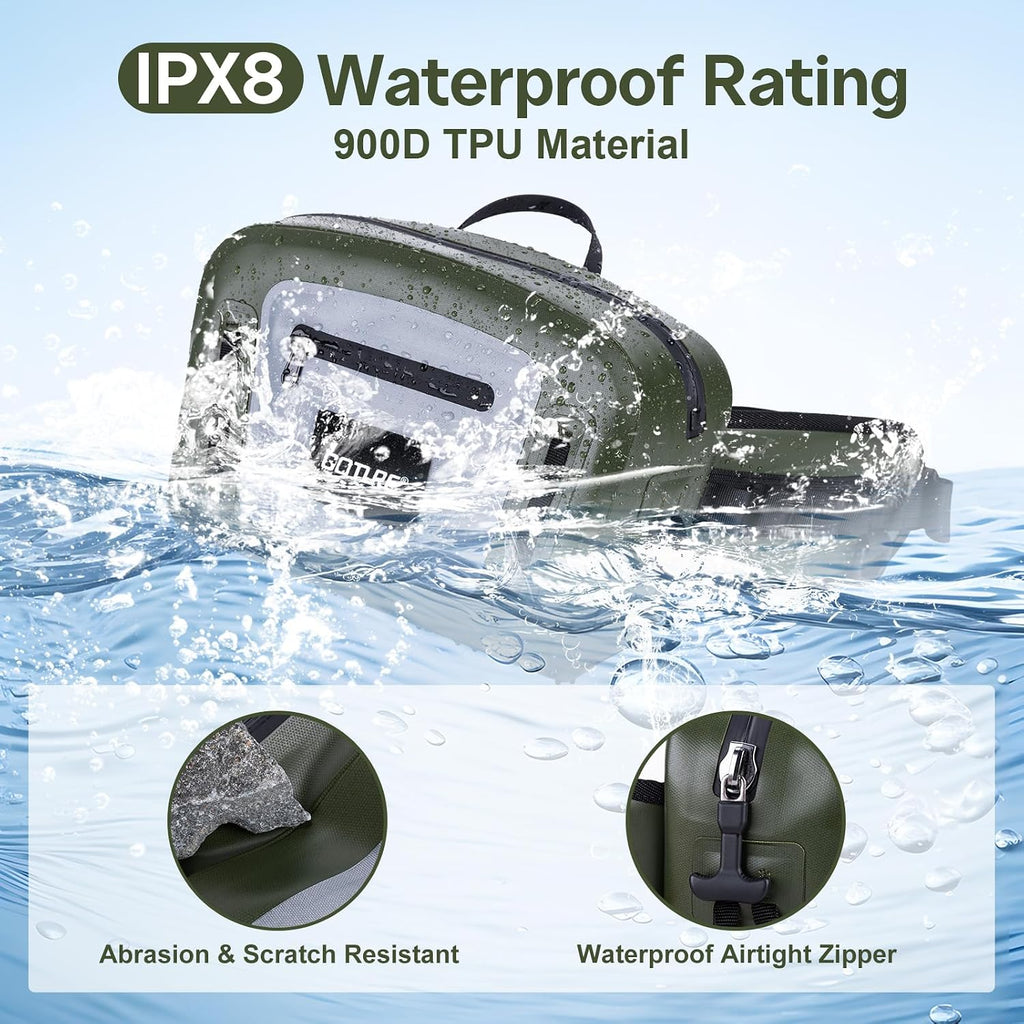 Goture Waterproof Fishing Waist Pack, 900D TPU Tackle Bag