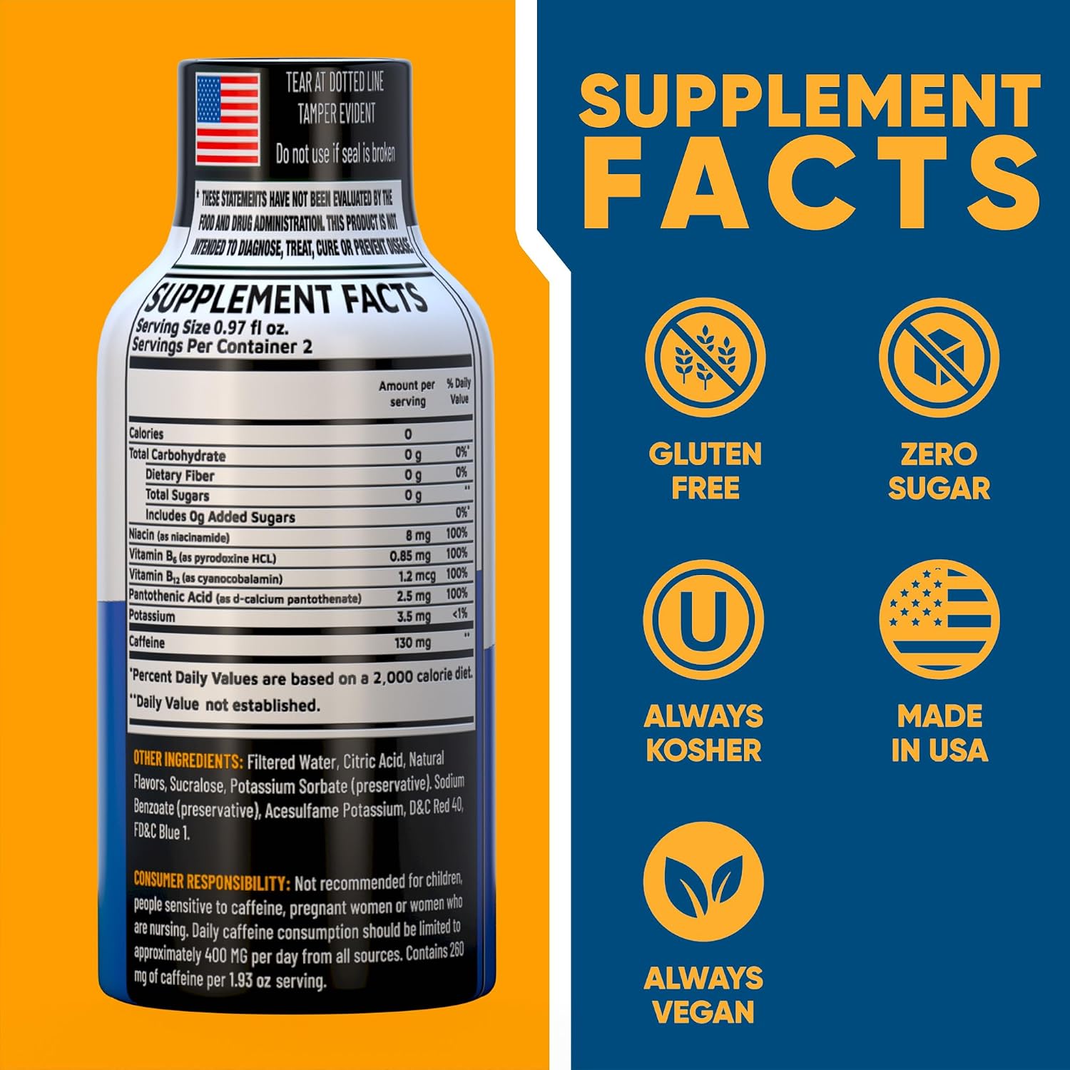Blue Raspberry Extra Strength Energy Shot 24 pk – 260mg Natural Caffeine B12 B6 – Energy & Focus Support – 2 Servings Sugar Free Zero Calorie Green Tea B-Vitamins Electrolytes Vegan – 1.93 fl oz