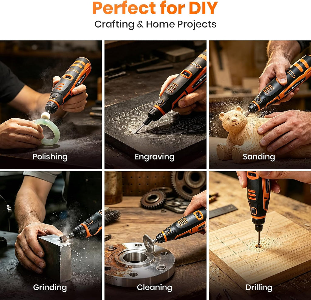 HARDELL 12V Cordless Rotary Tool Kit 6-Speed 30000RPM Rotary 94 Accessories