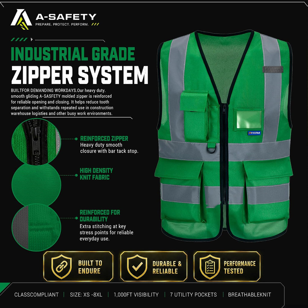 A-SAFETY High Visibility Reflective Safety Vest Customize Logo (XS-8XL)