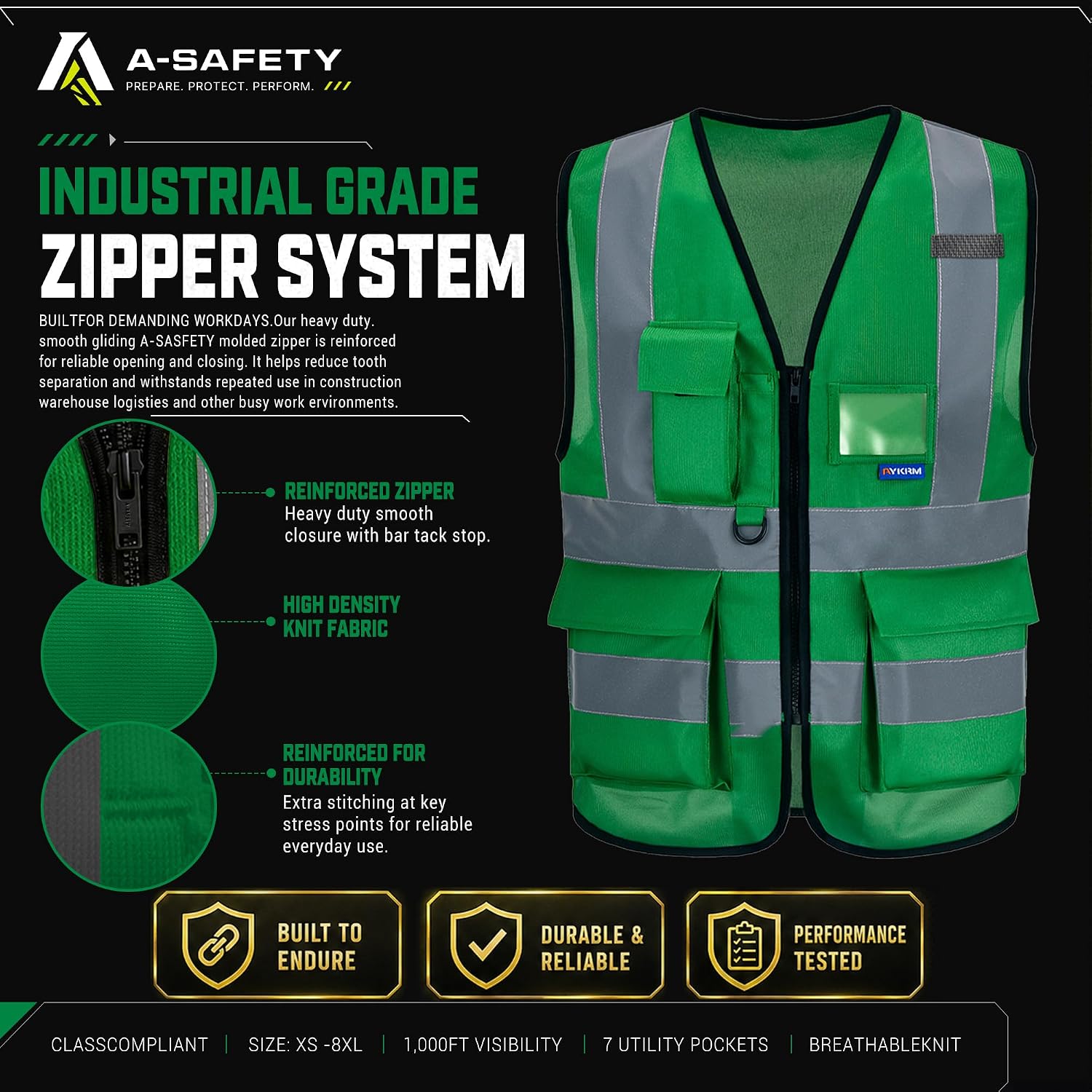 A-SAFETY High Visibility Reflective Safety Vest Customize Logo (XS-8XL)