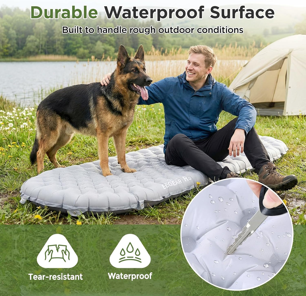 Elegear 4” Thick Sleeping Pad for Camping with 9 R-Value Insulated, Single