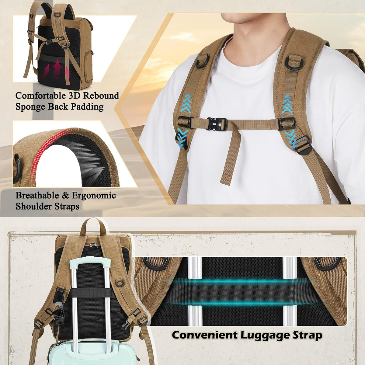 RAINSMORE Camera Backpack, DSLR SLR Mirrorless Camera Bag for Photographer