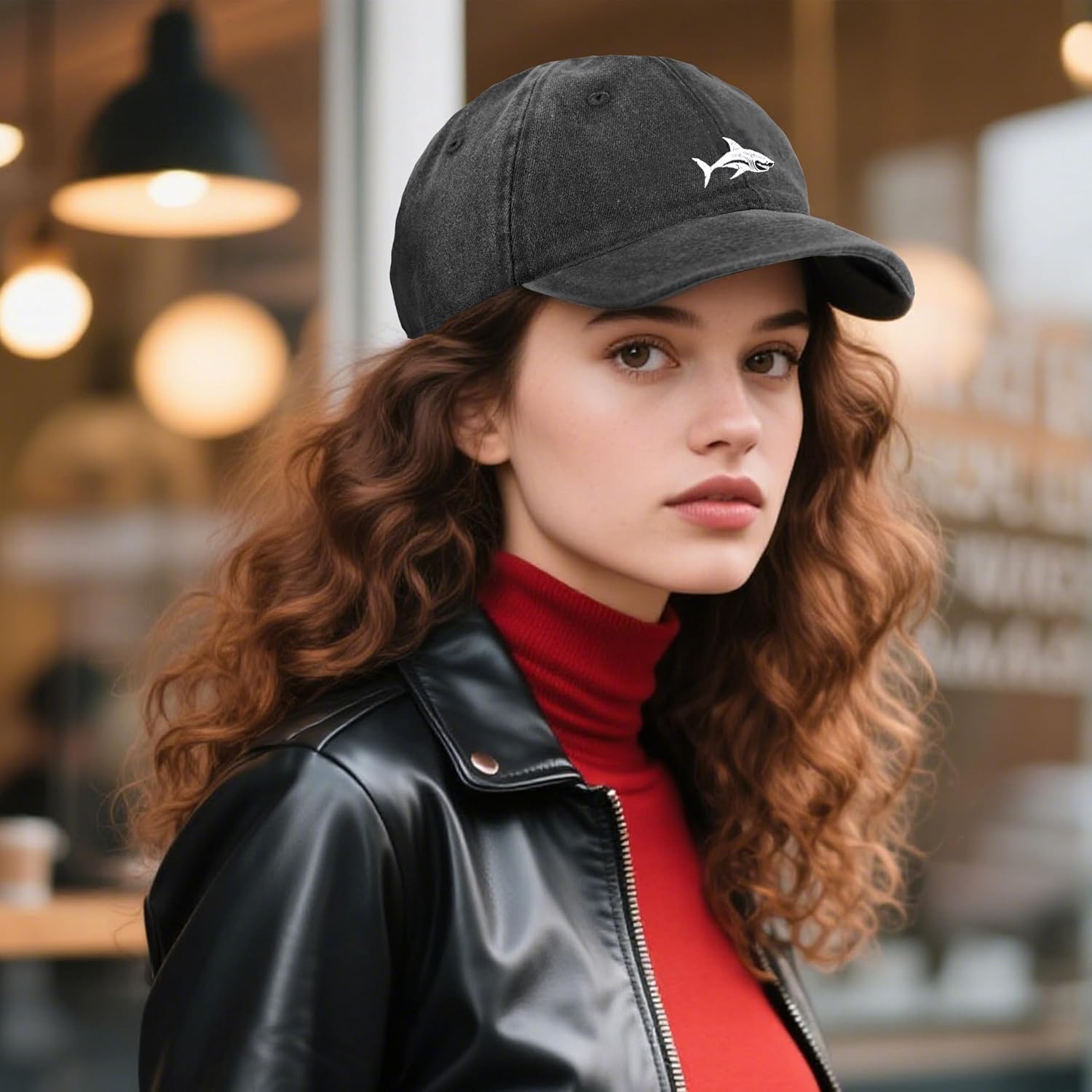 Embroidered Baseball Cap Adjustable Vintage Washed Distressed Denim Baseball Hat for Women Men
