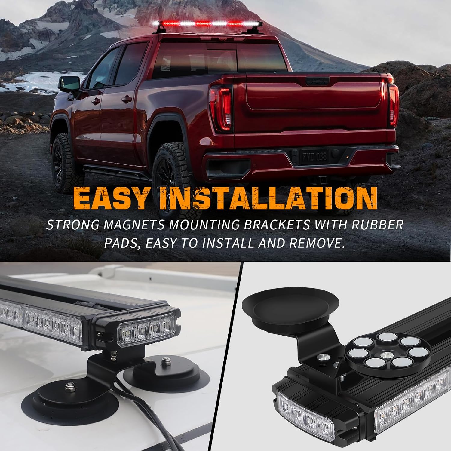 XRIDONSEN 28.4" 80 LED Roof strobe Lights Rooftop Magnetic Light Bar