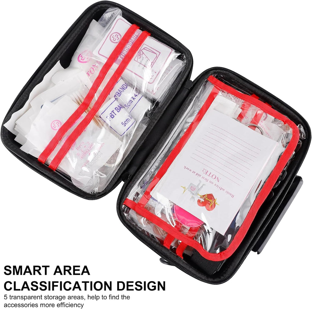 Gevoke 410 Piece Waterproof Hard Shell First Aid Kit, Black