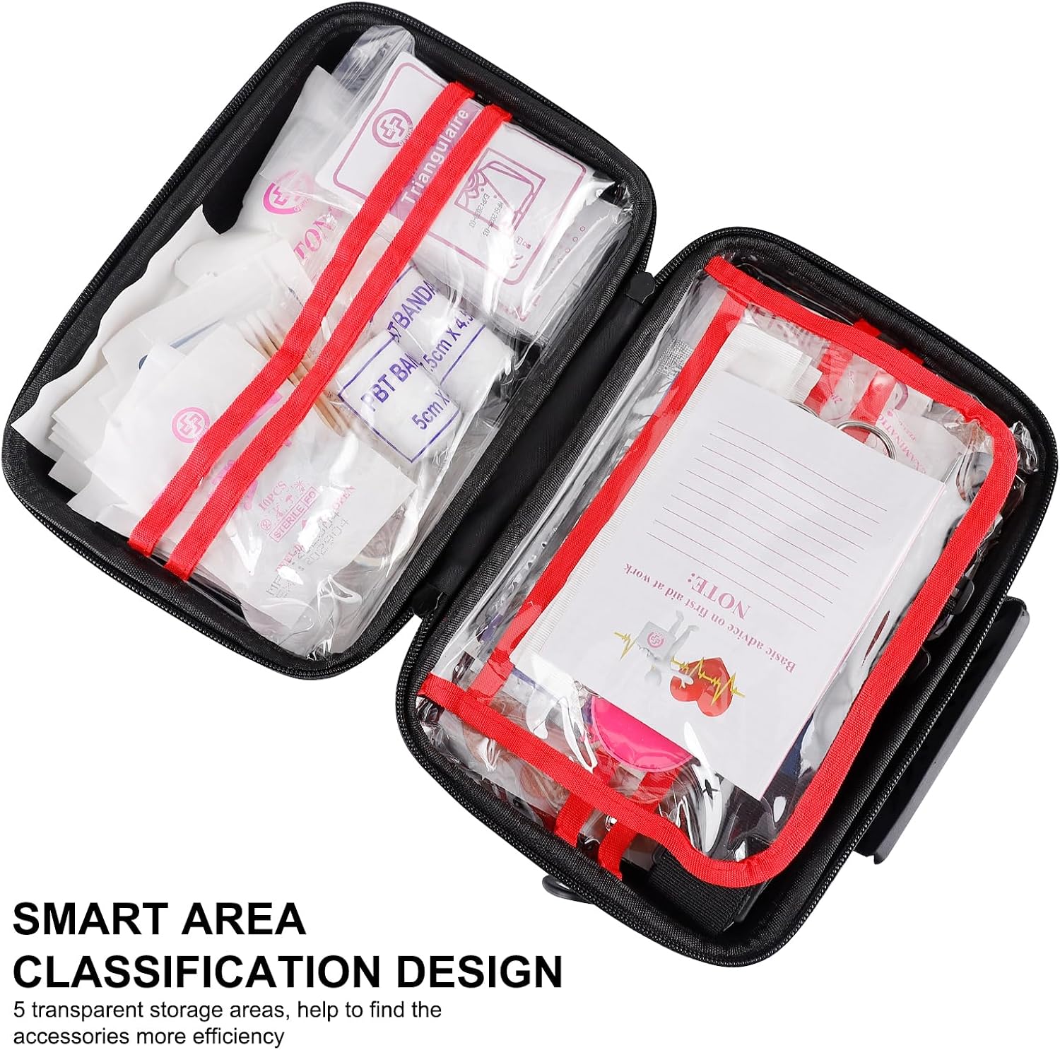Gevoke 410 Piece Waterproof Hard Shell First Aid Kit, Black
