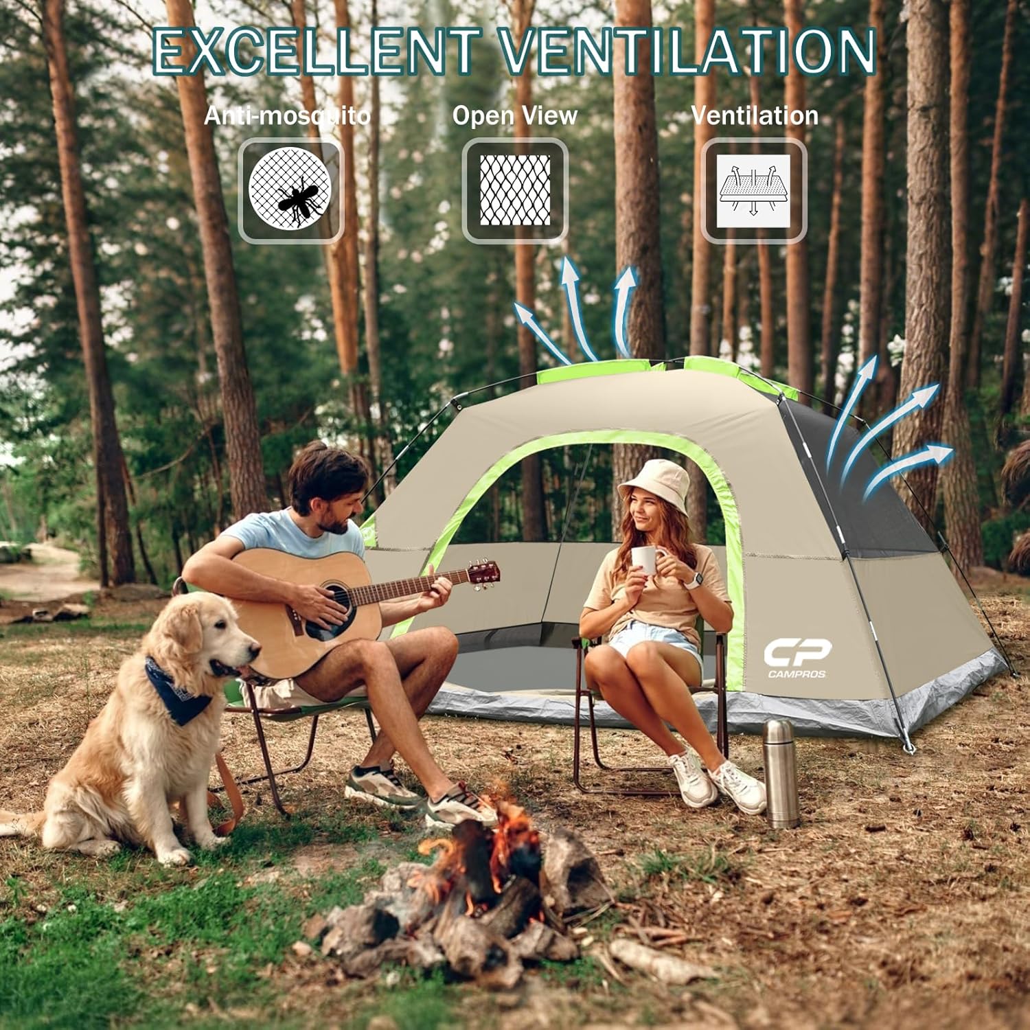 CAMPROS CP Tents for Camping 2/4/6 Person, Waterproof Windproof Dome Tent