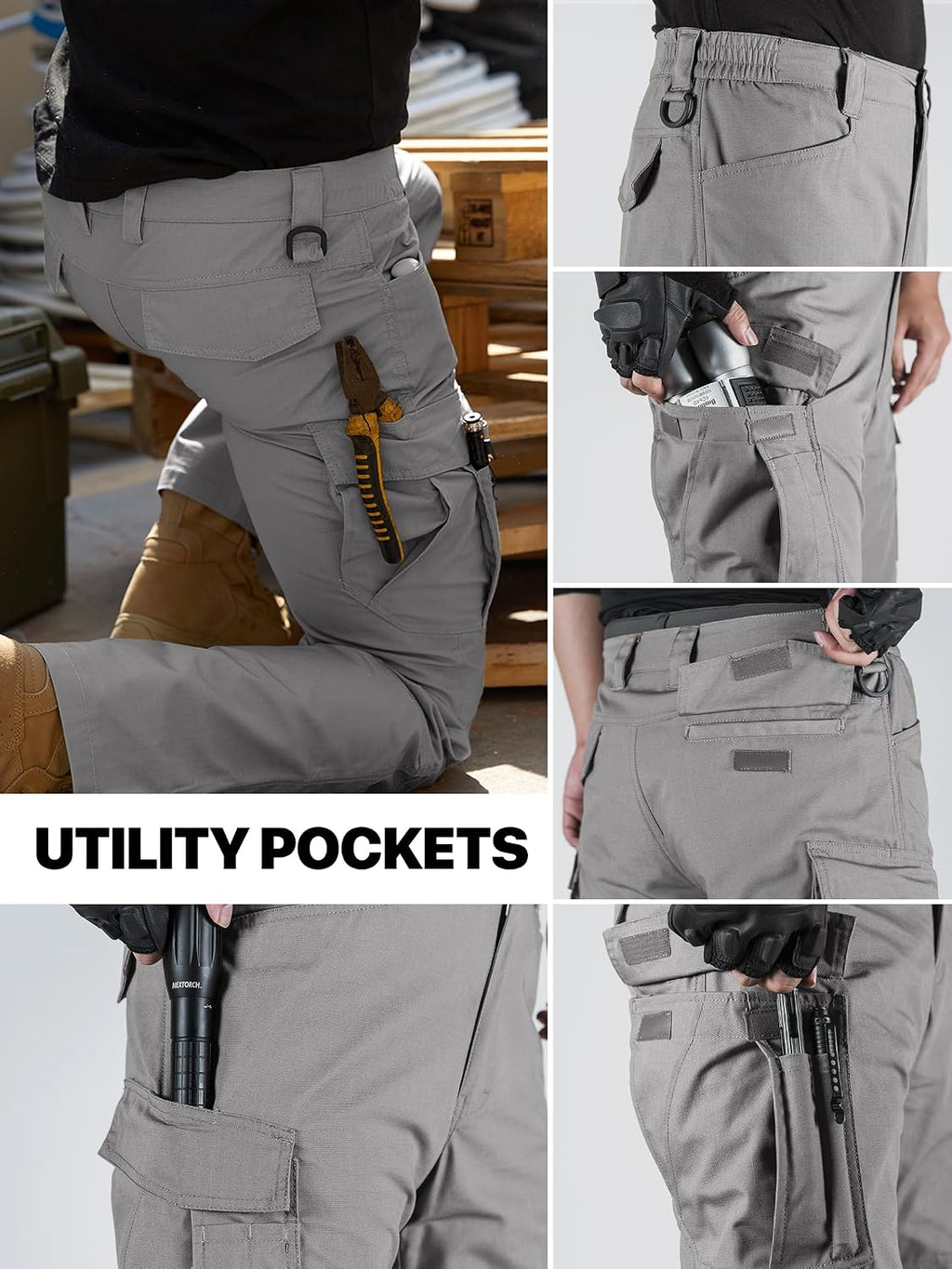 FREE SOLDIER Men's Tactical Pants Ripstop Work Cargo Hiking Pants