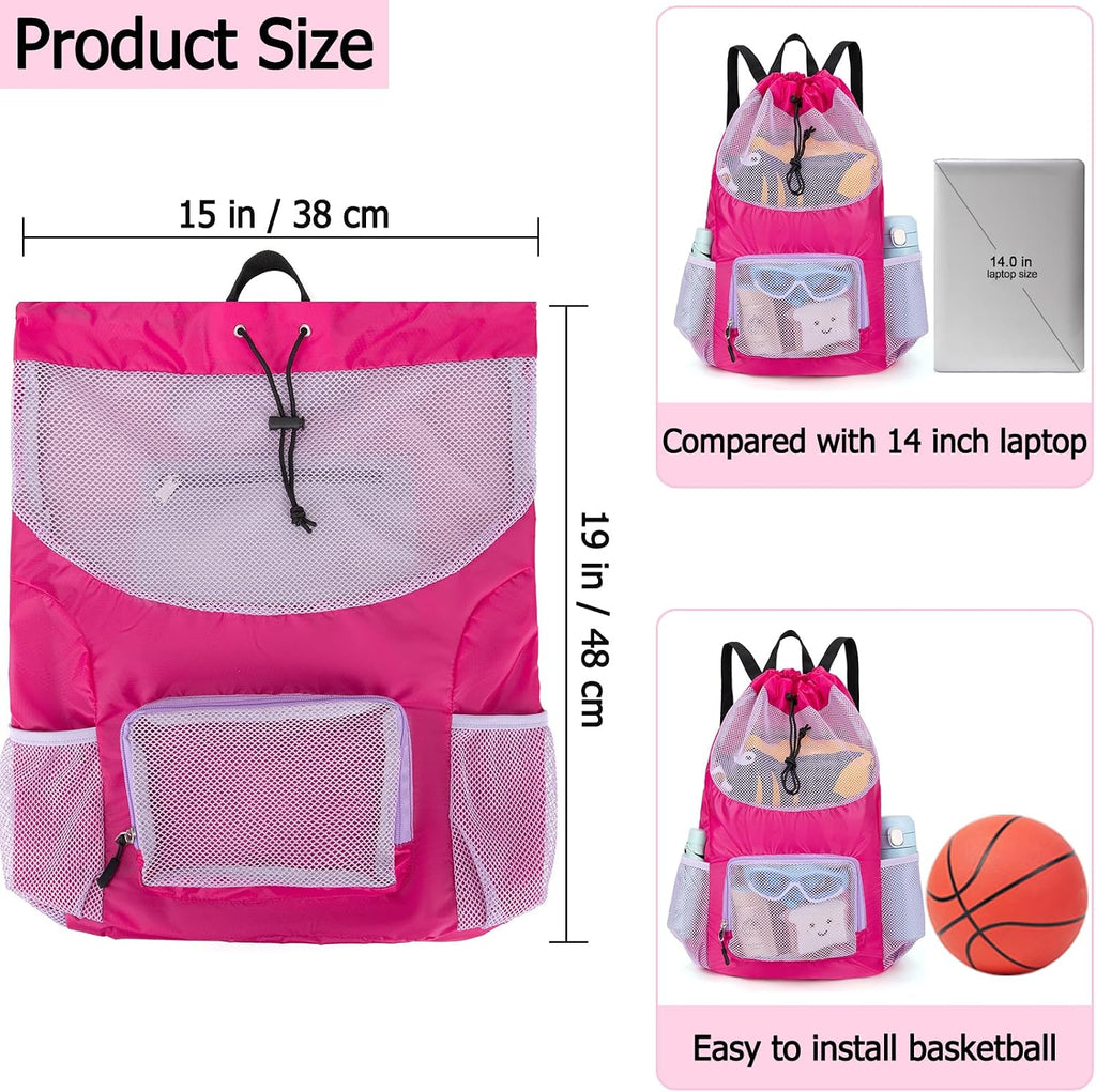 Swim Bag for Kids Mesh Drawstring Backpack for Girls Sport Gym Sackpack