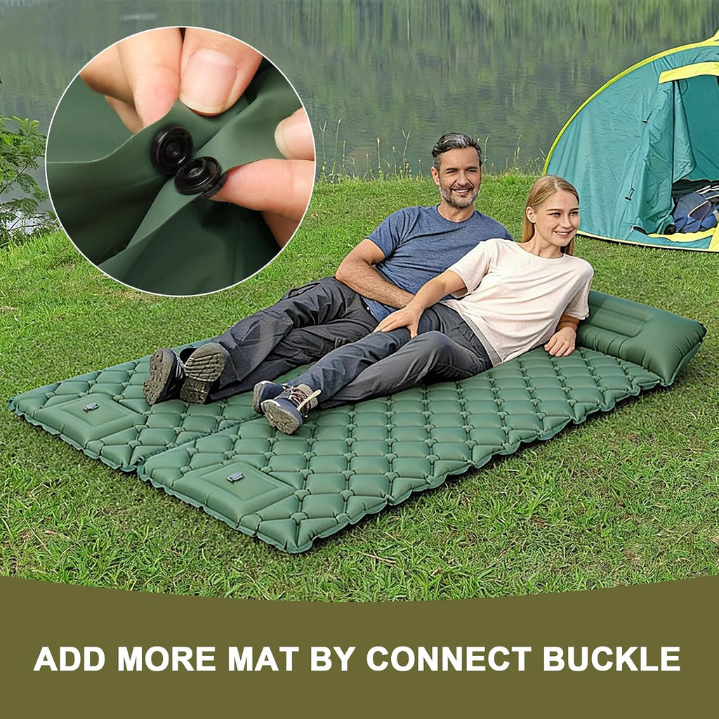 Self Inflating Sleeping Pad for Camping with Seat Cushion, Single, Green