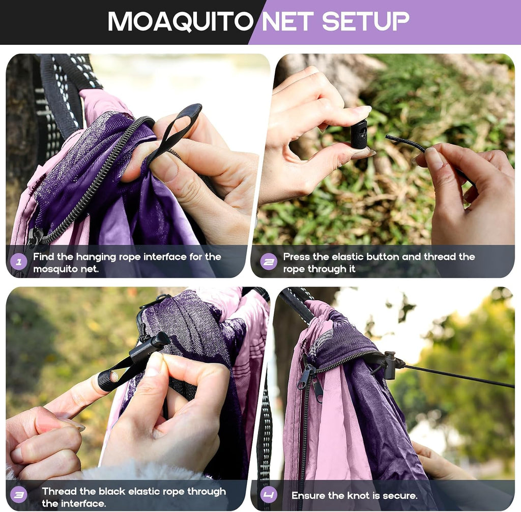 Camping Hammock Mosquito Net,Double & Single Portable Hammocks for Small Hammocks with 2 Tree Straps,Hammock Tent for Travel Camping,Camping Accessories for Indoor Outdoor Hiking Backpacking