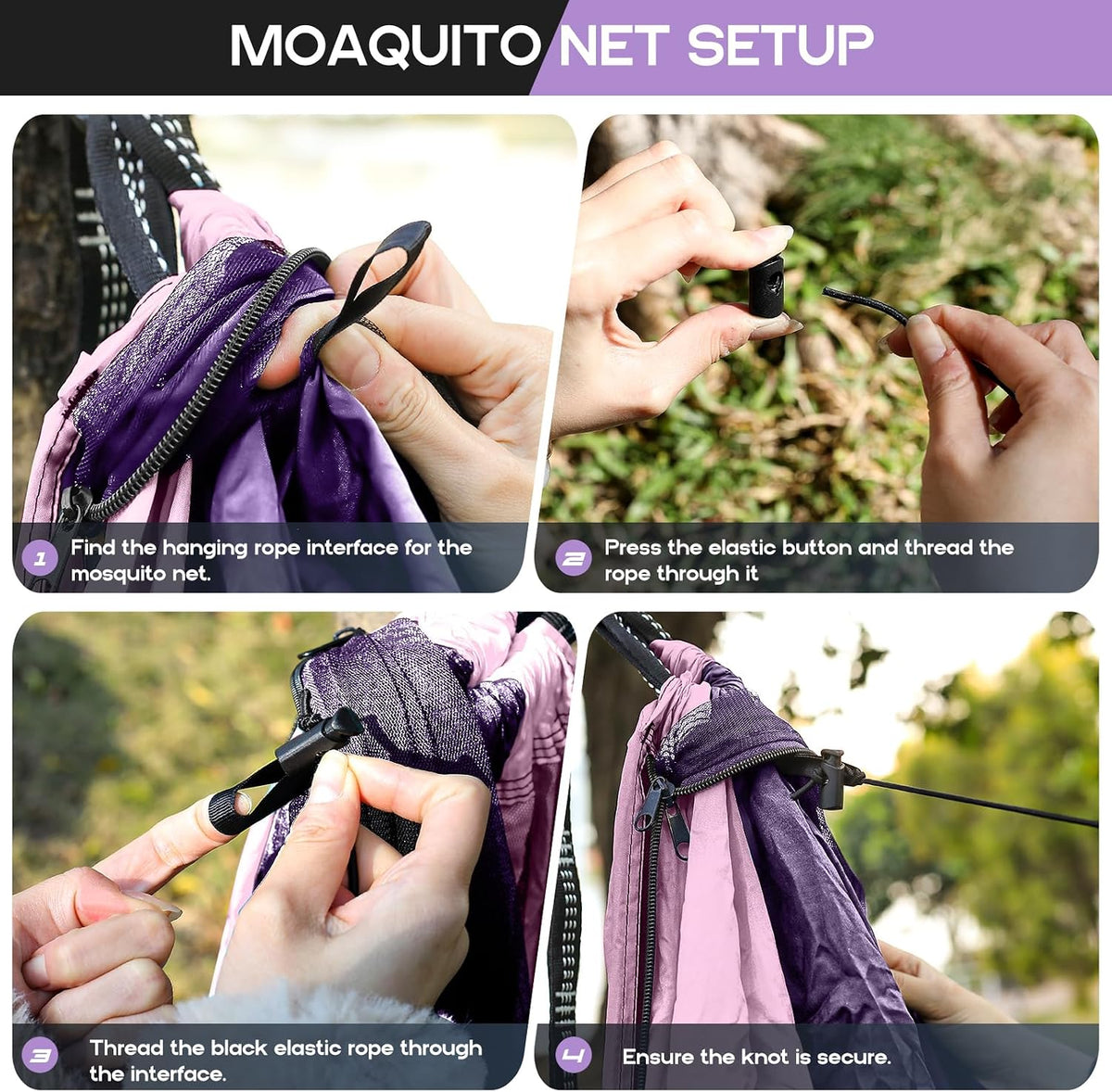 Camping Hammock Mosquito Net,Double & Single Portable Hammocks for Small Hammocks with 2 Tree Straps,Hammock Tent for Travel Camping,Camping Accessories for Indoor Outdoor Hiking Backpacking
