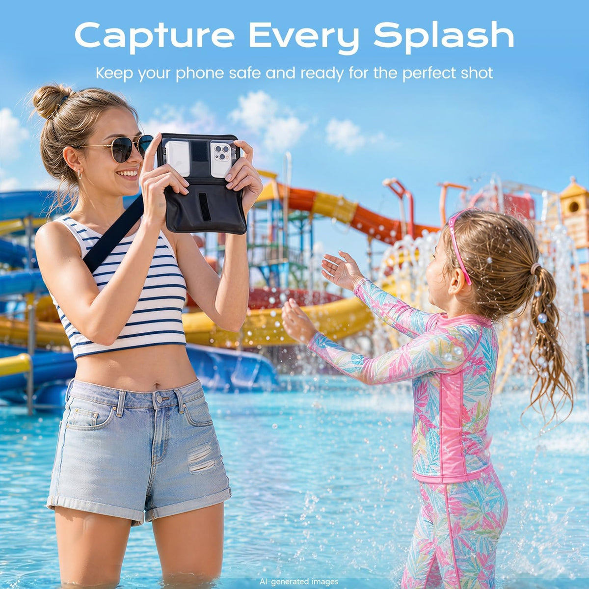 2 Pack Waterproof Fanny Pack, IPX8 Double Space Phone Pouch Dry Bag
