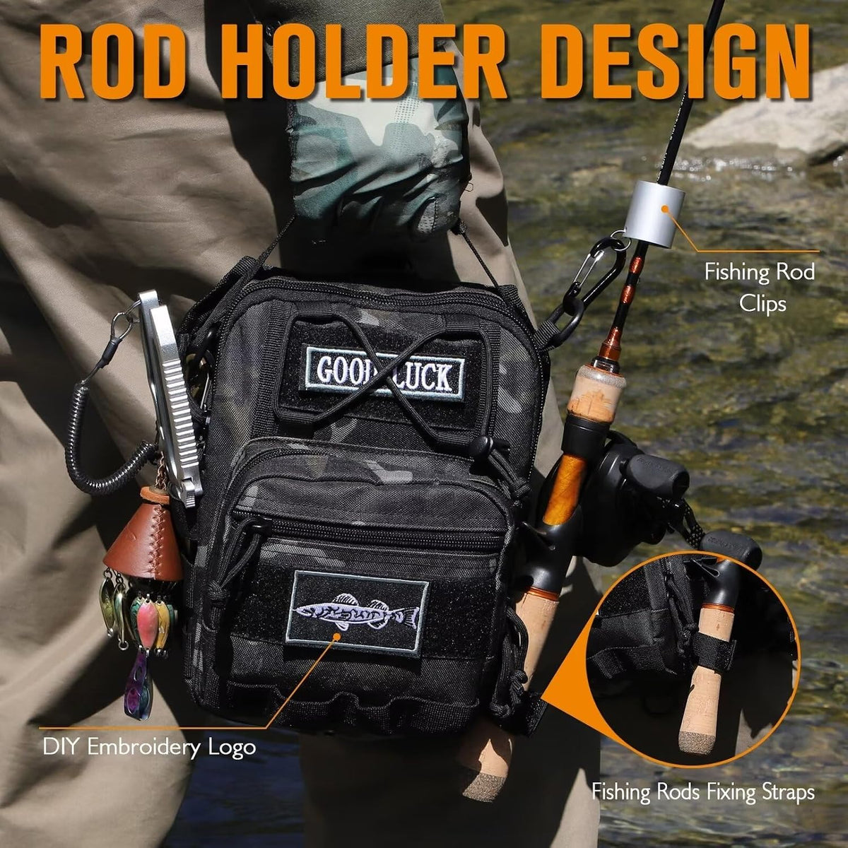 Dovesun Small Fishing Backpack Fly Fishing Sling Pack Backpack Tackle Boxes