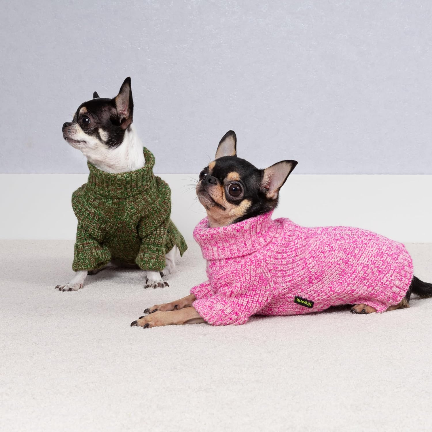 Fitwarm Knitted Turtleneck Dog Sweater, Cozy Dog Winter Clothes for Small Dogs Girl, Holiday Pet Outfit, Heather Pink, Medium