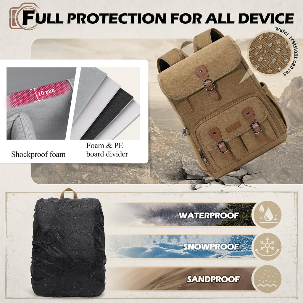 RAINSMORE Camera Backpack, DSLR SLR Mirrorless Camera Bag for Photographer