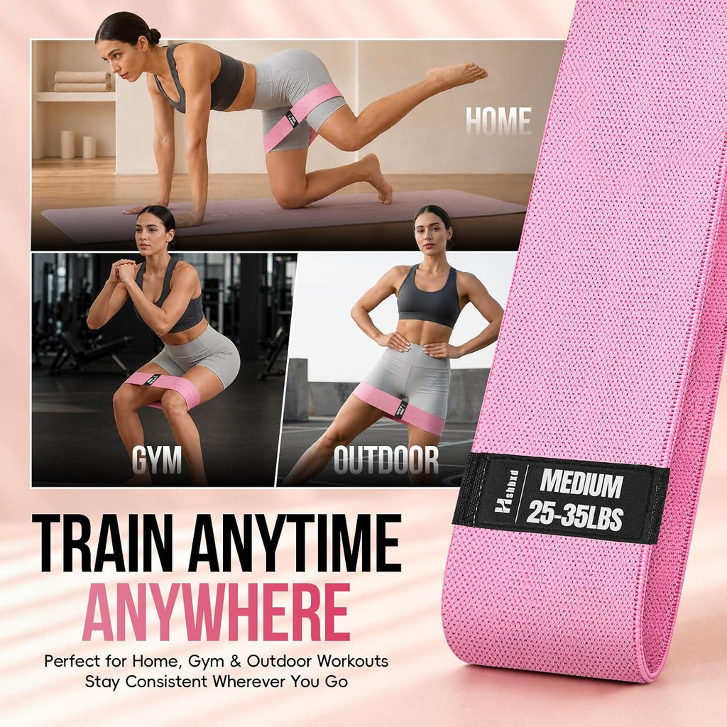 Fabric Resistance Band Set with Exercise Guide, 3 Levels for Hip and Glute
