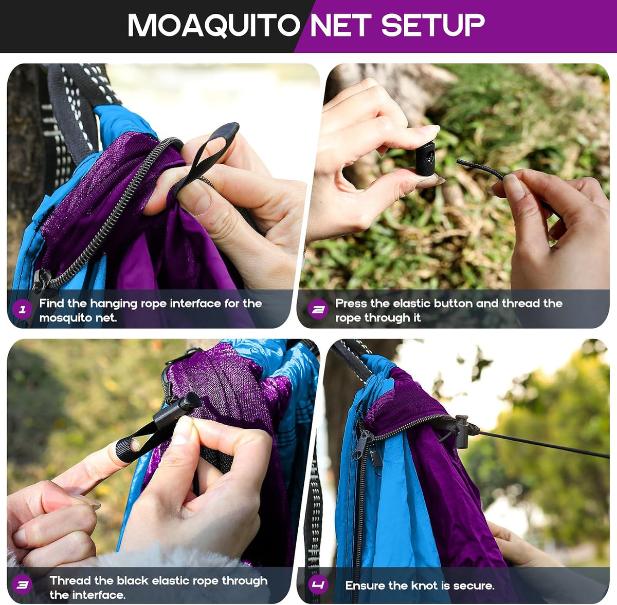Camping Hammock Mosquito Net,Double & Single Portable Hammocks for Small Hammocks with 2 Tree Straps,Hammock Tent for Travel Camping,Camping Accessories for Indoor Outdoor Hiking Backpacking