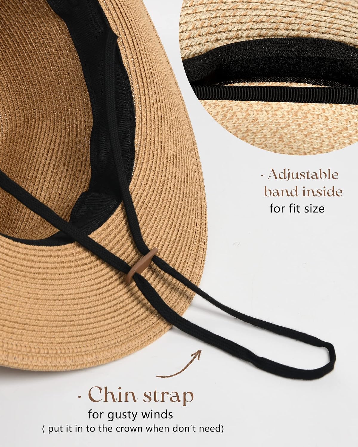 FURTALK Womens Mens Wide Brim Straw Panama Hat Fedora Summer Beach Sun Hat
