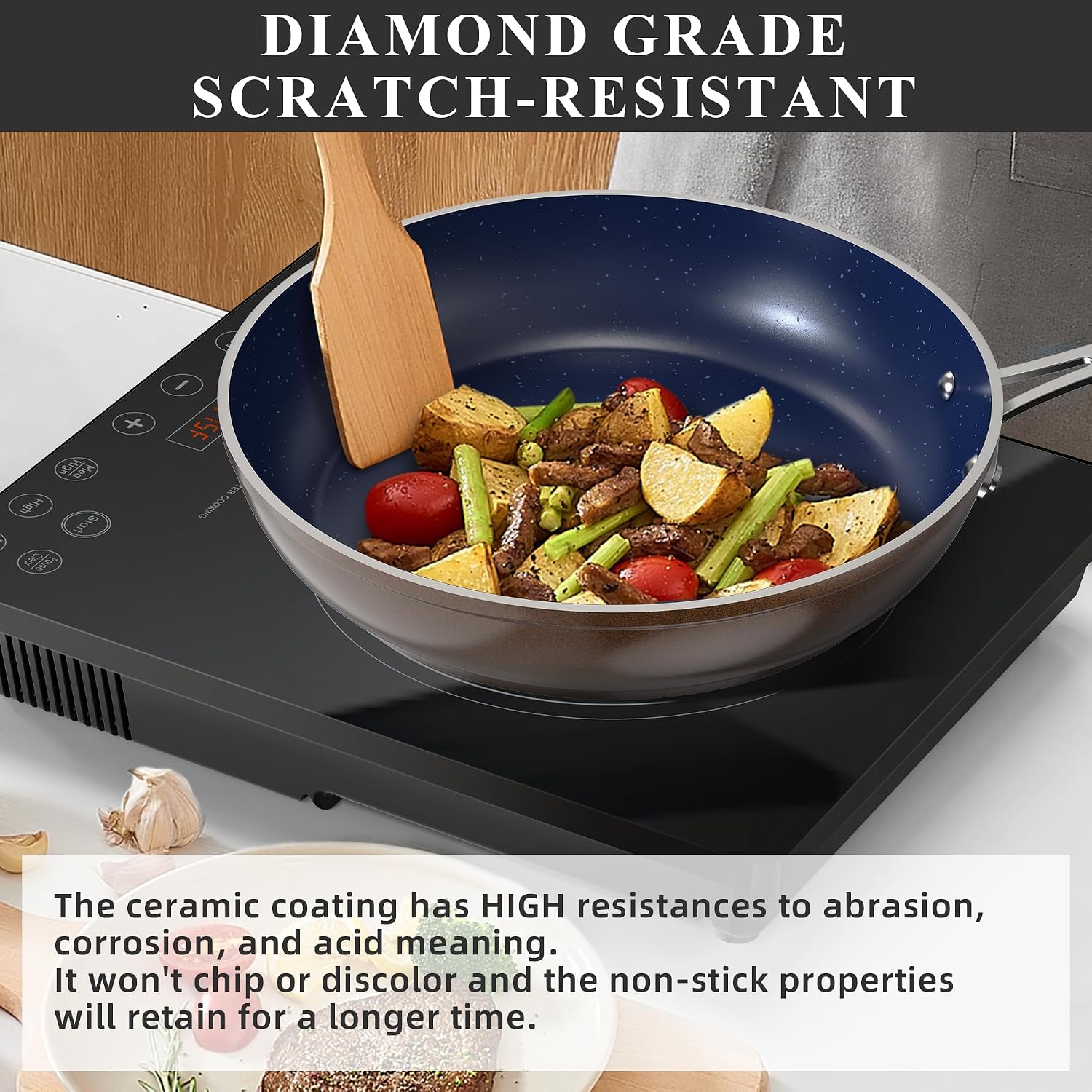 Nuwave Healthy Duralon Blue Ceramic Nonstick Cookware Set, PFAS Free