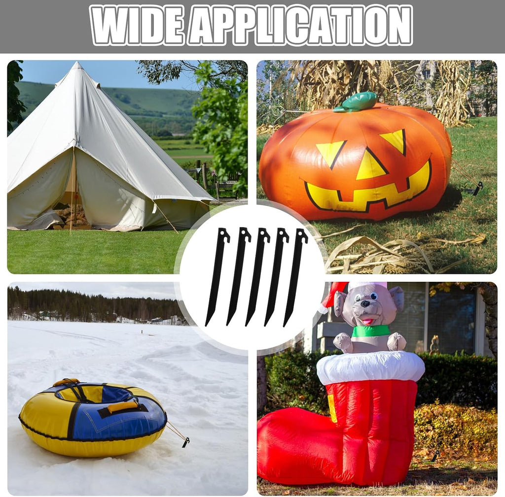WOPPLXY 50 Pcs Plastic Tent Stakes 9 Inch Heavy Duty Tent Pegs Spike Hook Stakes Light Safe Tent Stakes, Plastic Inflatable Stakes for Halloween Christmas Garden Decorations Camping Outdoor Lawn Tarp