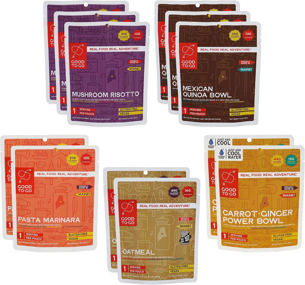GOOD TO-GO Food Kit Assortments | Camping Food, Backpacking Food | Just Add Water Meals, Backpacking Meals | Dehydrated Meals Taste Better Than Freeze Dried Meals