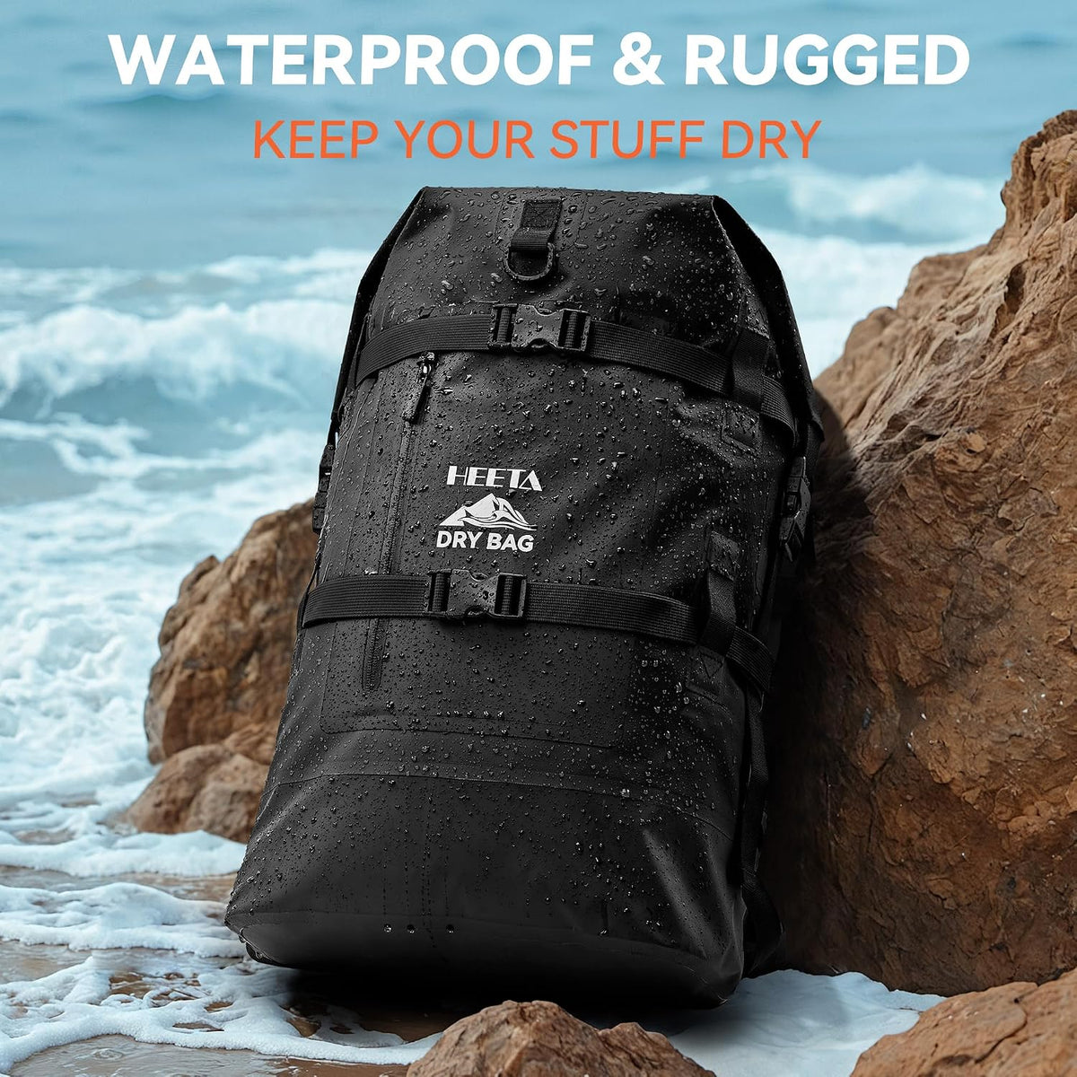 HEETA Dry Bags Waterproof Backpack 40L for Men & Women, Roll Top Heavy Duty