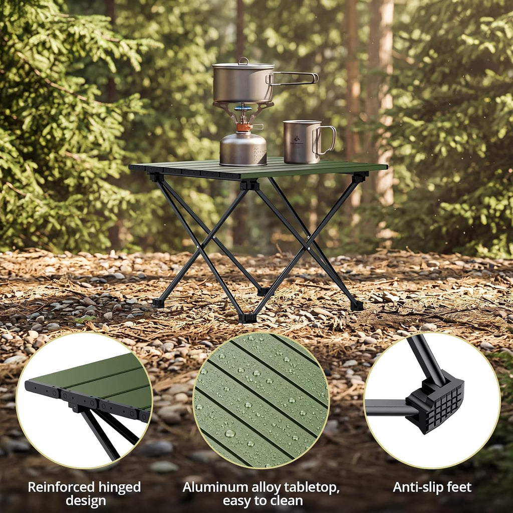 Anbte Small Folding Camping Table, Aluminum Frame, 45 lb Capacity