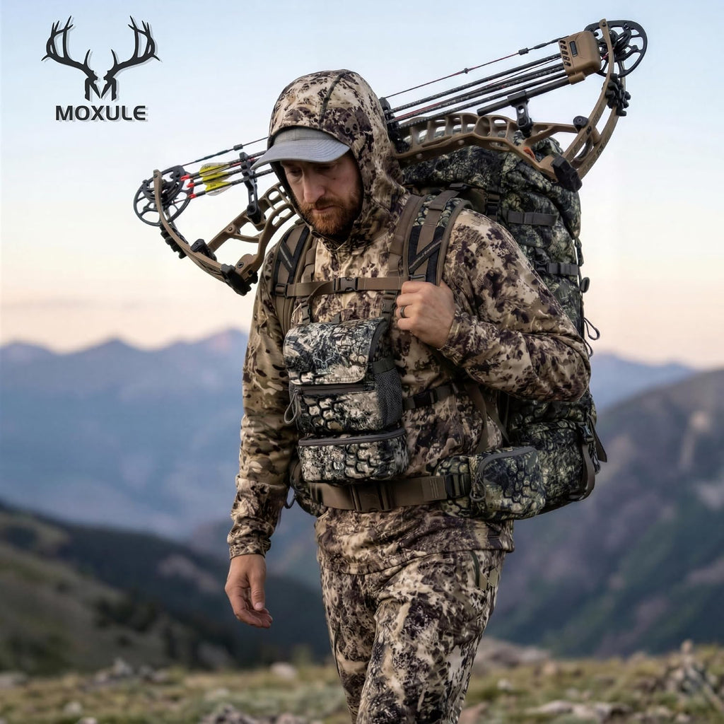 MOXULE Binocular Harness Chest Pack: Bino Case, Magnetic Lid, Rain Cover